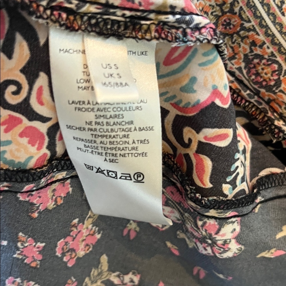 Free People Stevie Black Combo Printed Tunic Dress w/ Flowy Bell Sleeves Size S - Picture 10 of 12